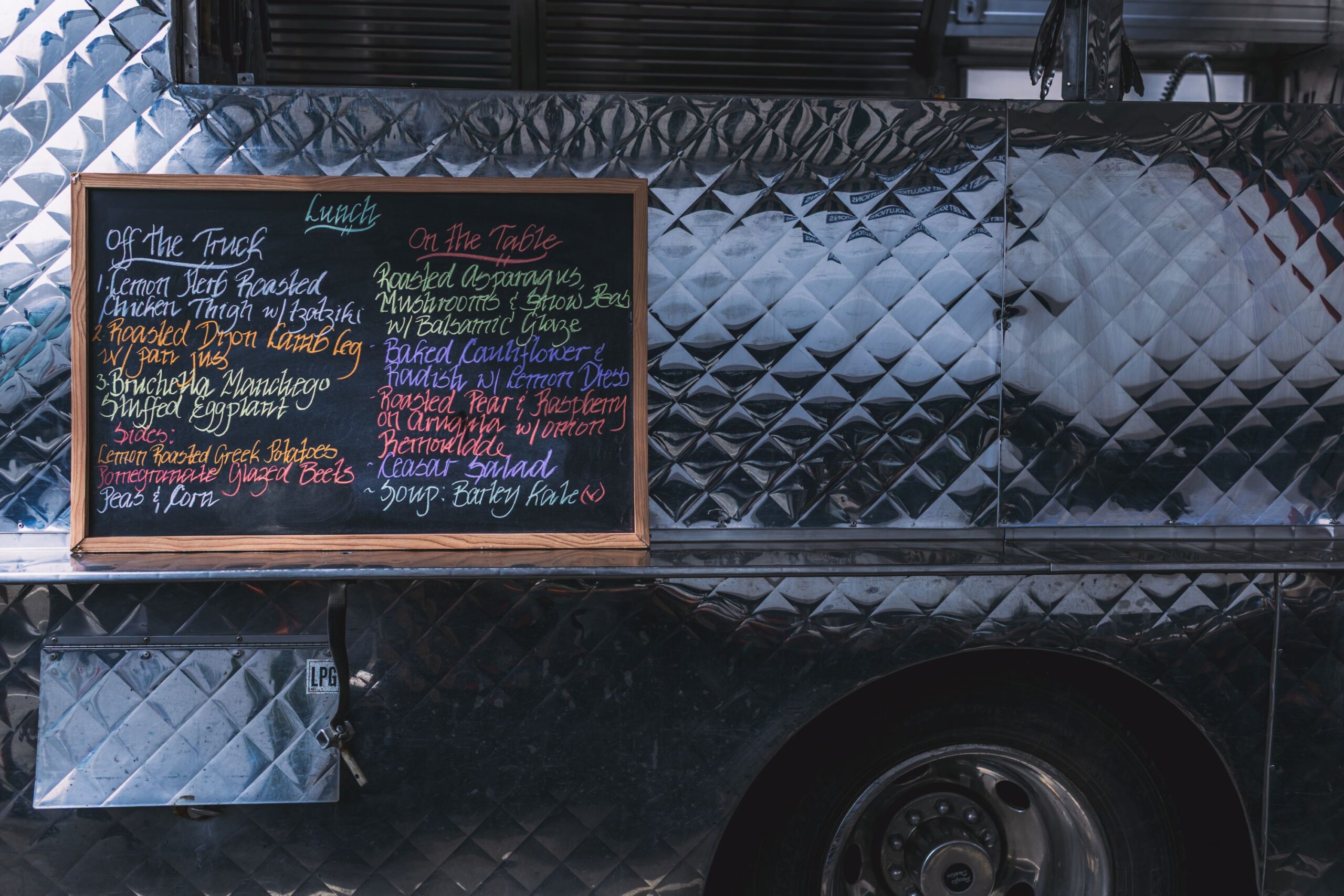 Catering menu board on Vancouver, BC Film Set